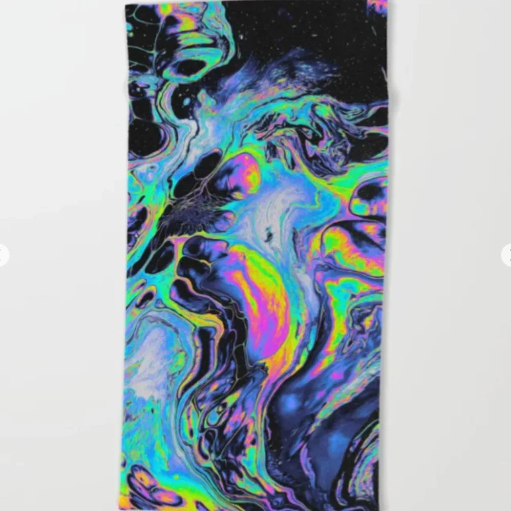 Trippy acid rainbow beach towel